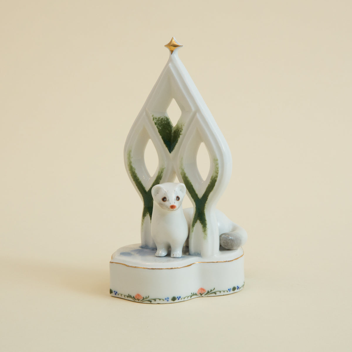 Snow Tree & White Ferret Figurine Set
