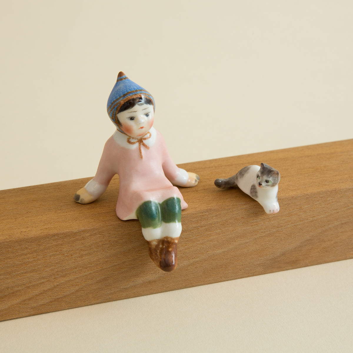Girl & Cat Figurine Set