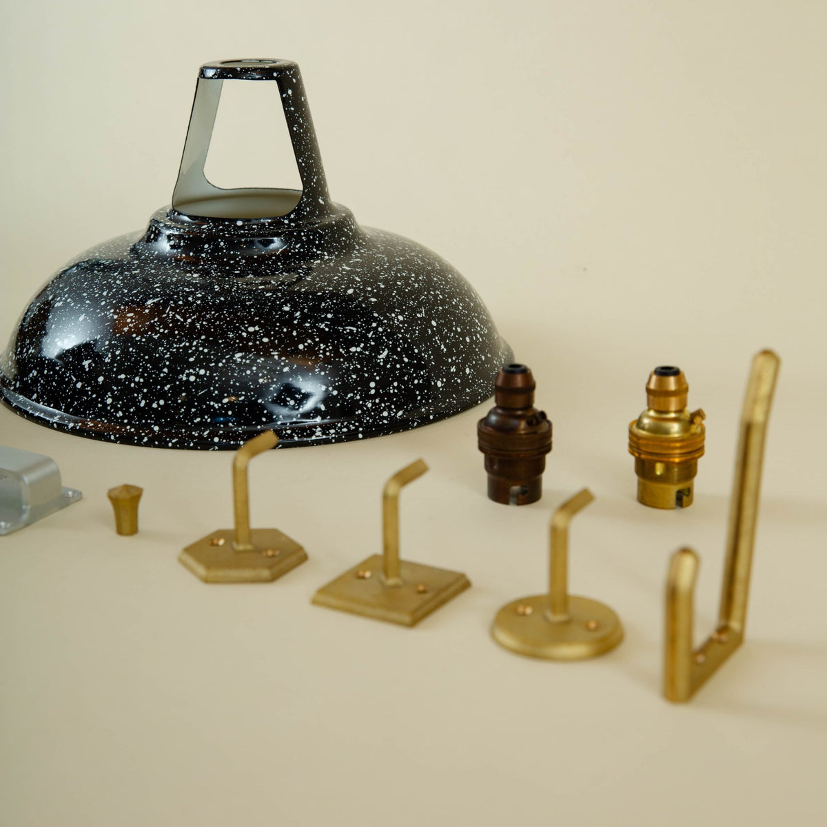 Enamel Lampshades and Brass Hardware1. Enamel Lampshade - Black