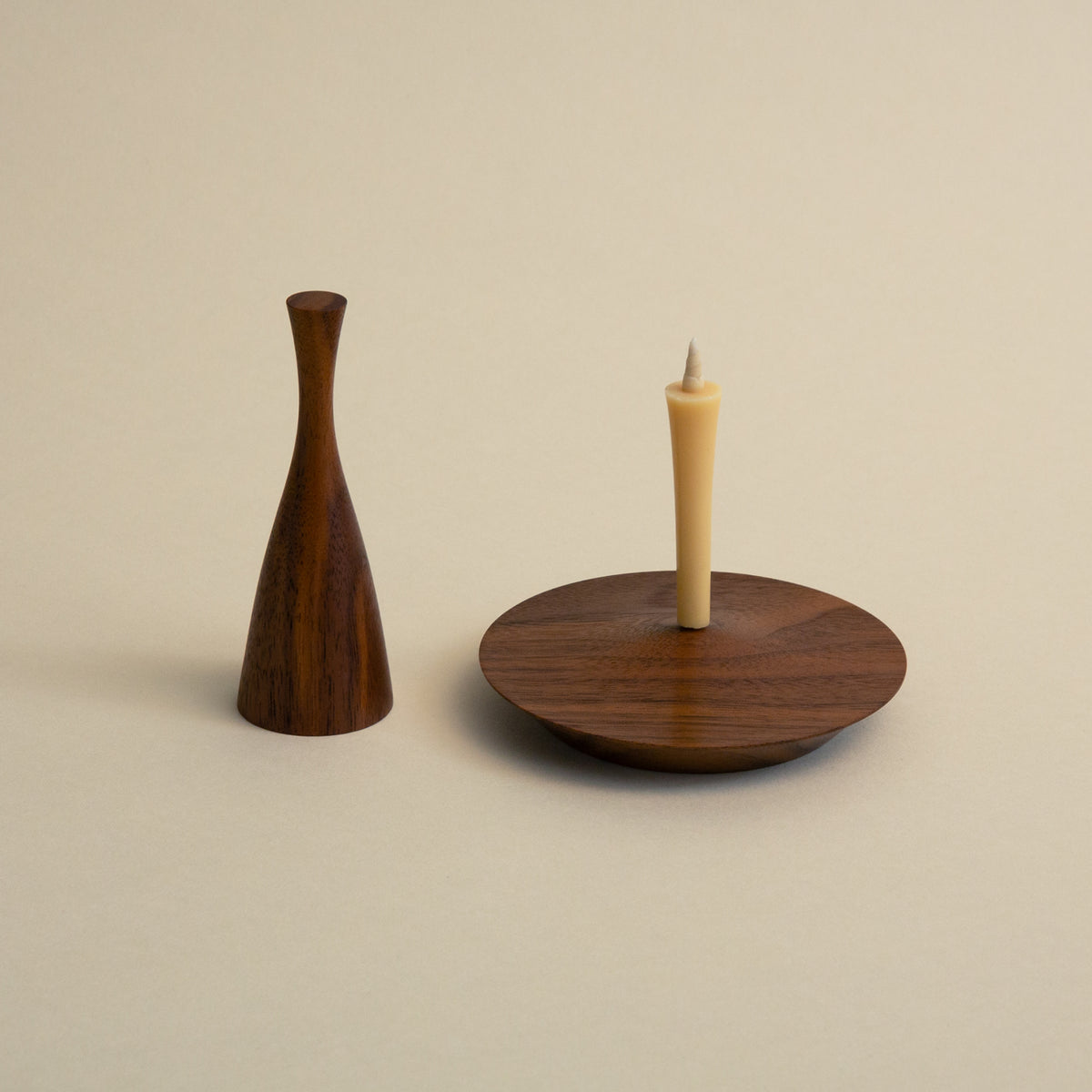 Candle Holder & Snuffer Set - Walnut