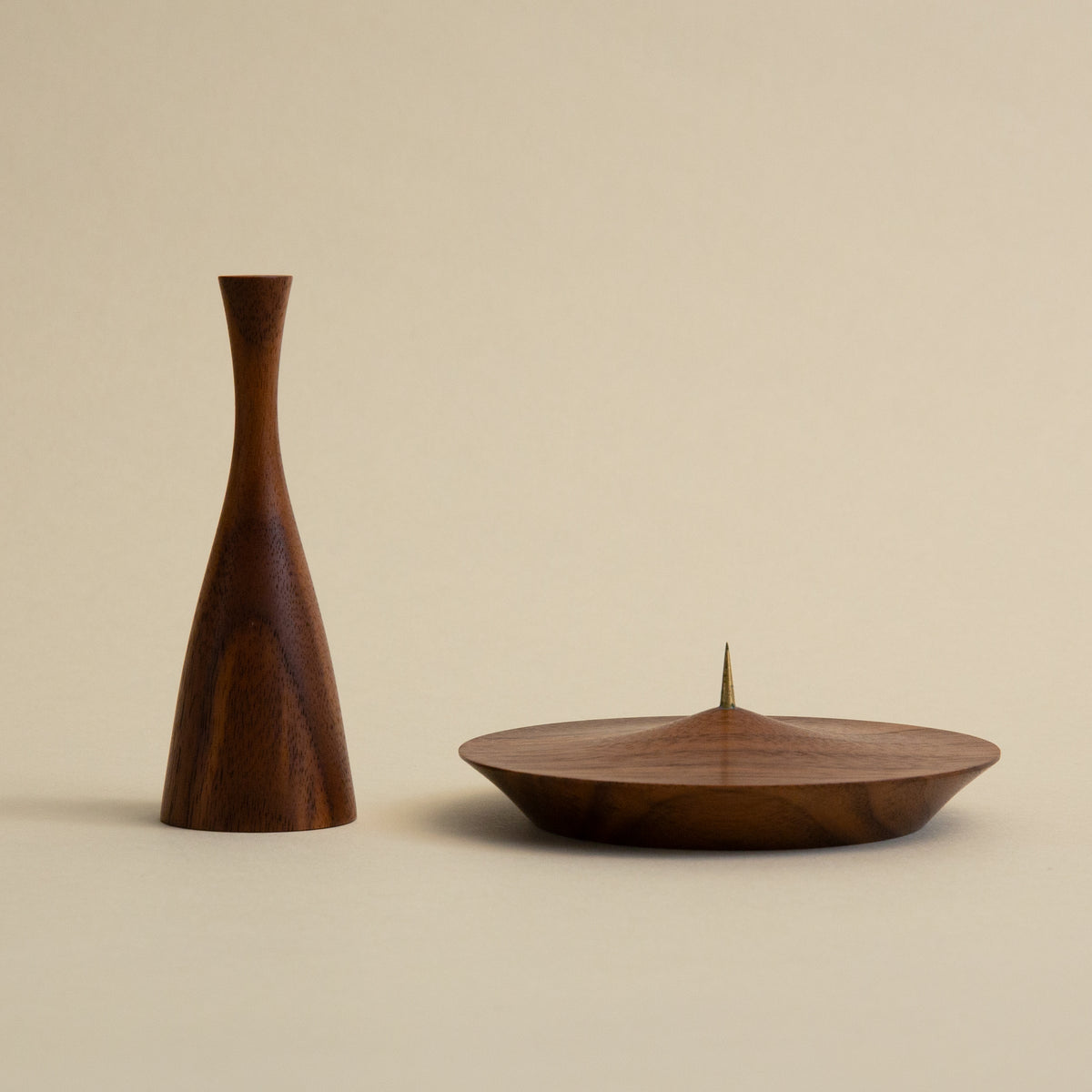 Candle Holder & Snuffer Set - Walnut