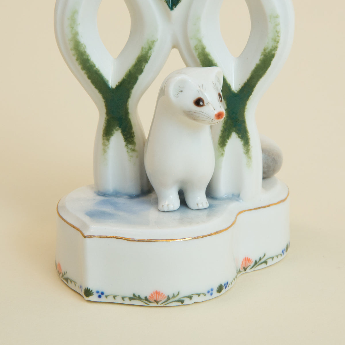 Snow Tree & White Ferret Figurine Set