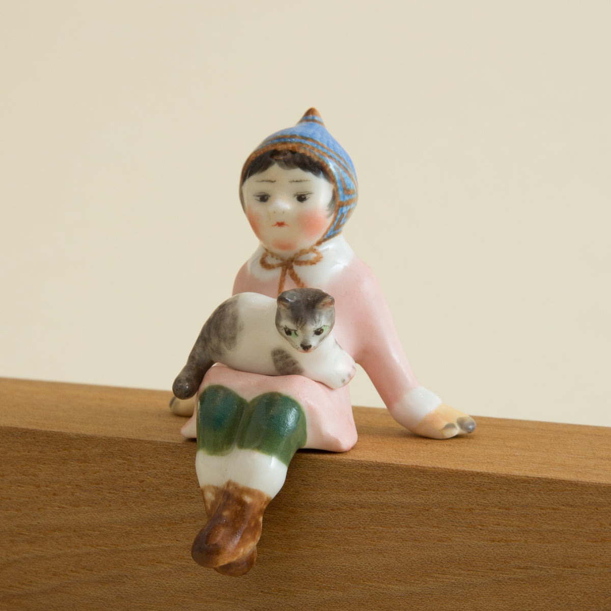 Girl & Cat Figurine Set