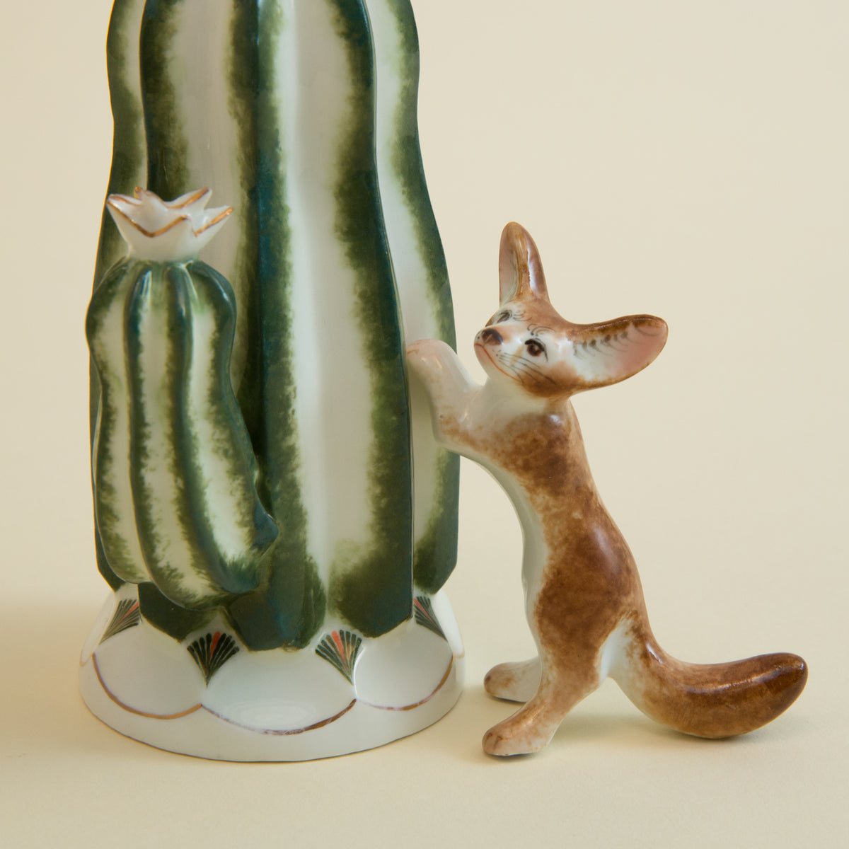 Cactus & Fennec Fox Figurine Set