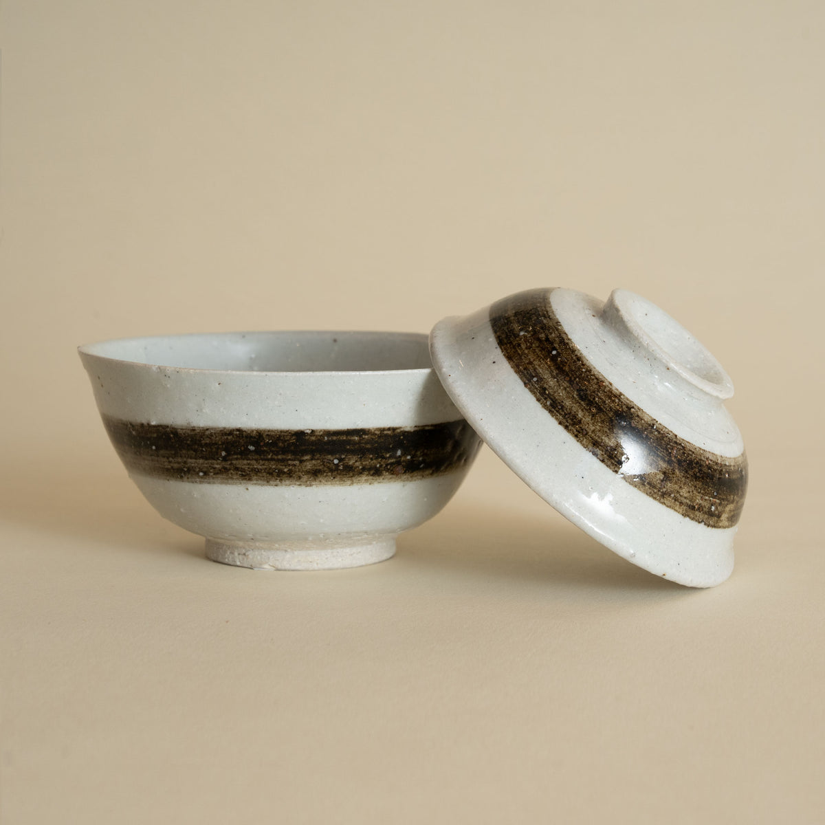 Iga Rice Bowl with Lid - Painting