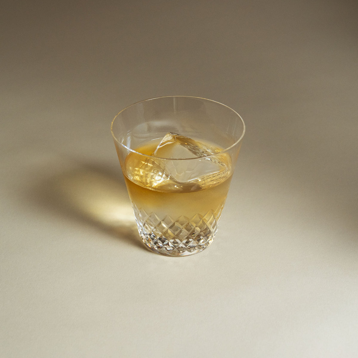 Clear Edo Kiriko Japanese whiskey glass with hand cut Aya crisscross pattern