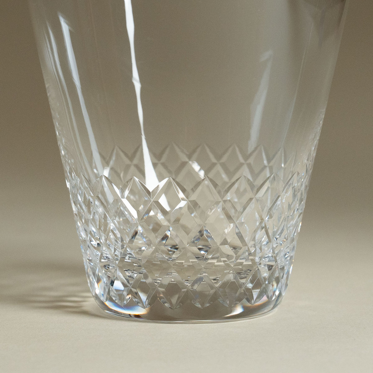 Clear Edo Kiriko Japanese whiskey glass with hand cut Aya crisscross pattern