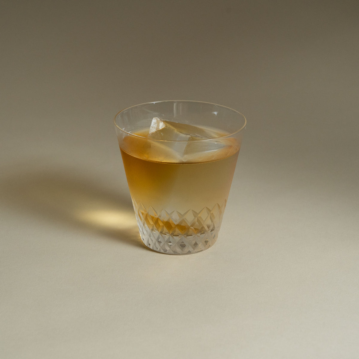 Frosted Edo Kiriko Japanese whiskey glass with hand cut Aya crisscross pattern