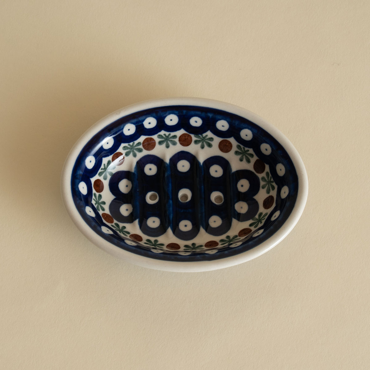 Polish Pottery Soap Dish - Blue Peacock Eye