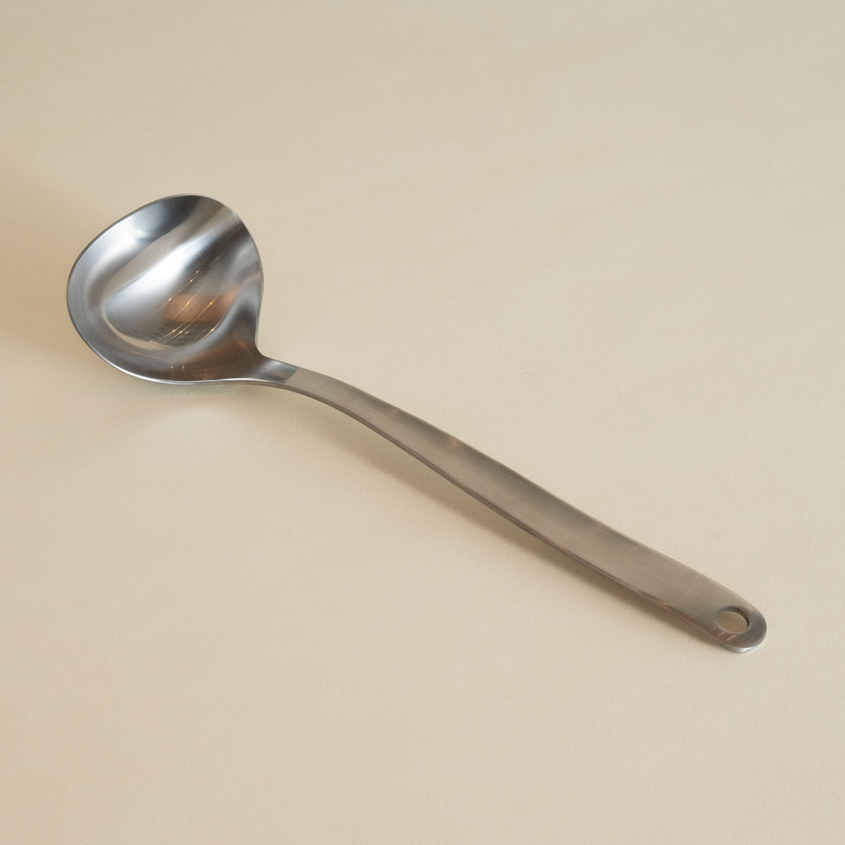 Sori Yanagi stainless steel soup ladle with curved handle