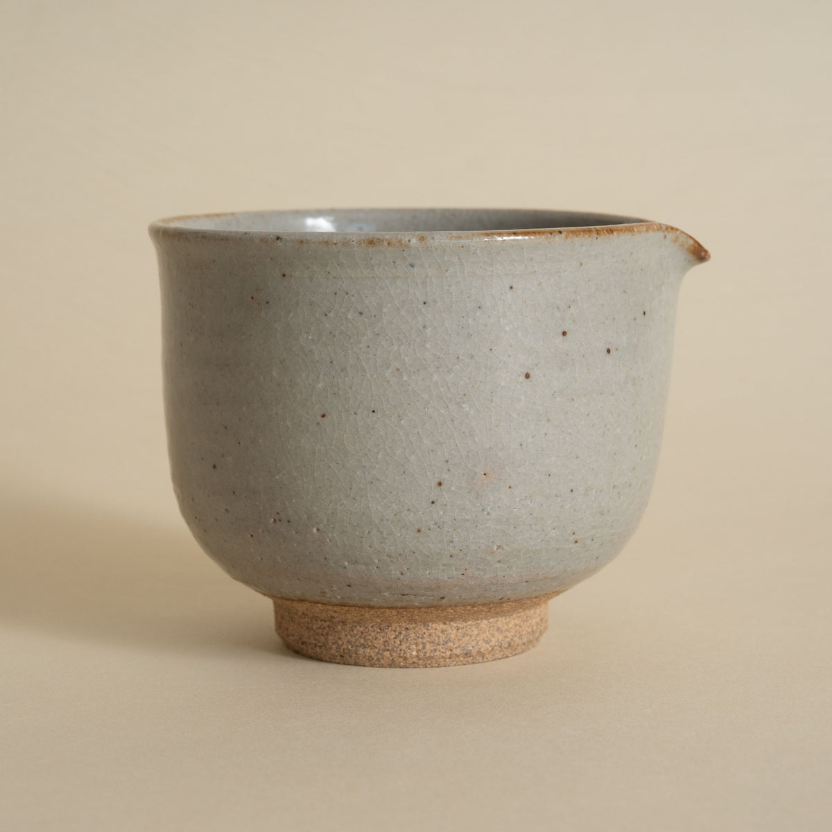 Iori by Horii Shichimeien Asahiyaki katakuchi matcha bowl with spouted rim in glazed ceramic