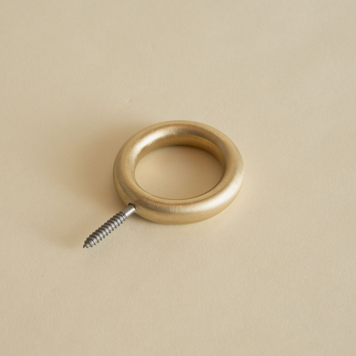 Raw brass ring wall hook with screw, handmade in Japan