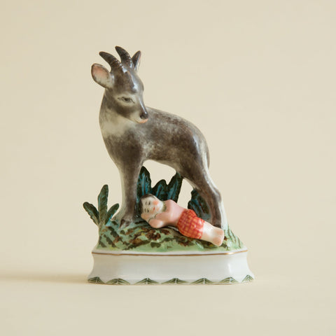 Mountain Goat & Girl Figurine