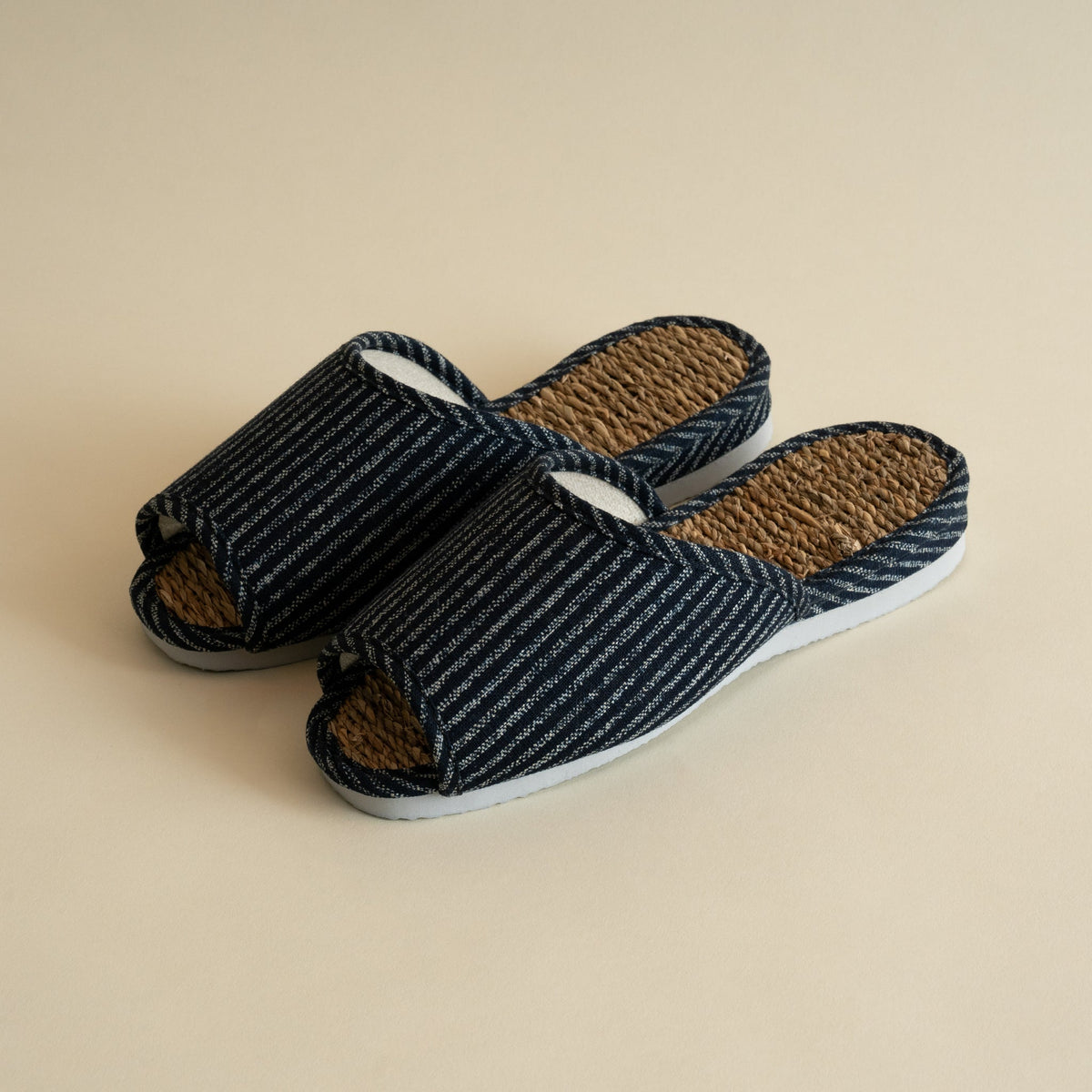 Patterned Cotton Slippers - Stripes
