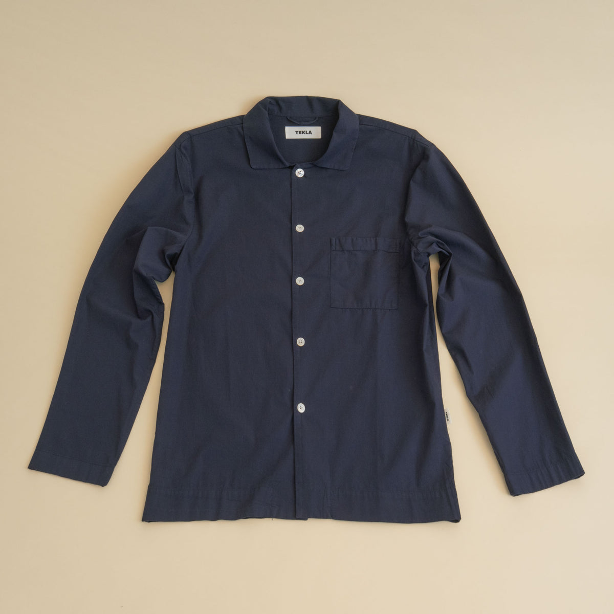 Tekla Poplin Long-Sleeve Sleep Shirt - True Navy