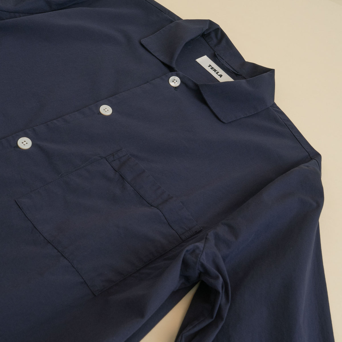 Tekla Poplin Long-Sleeve Sleep Shirt - True Navy