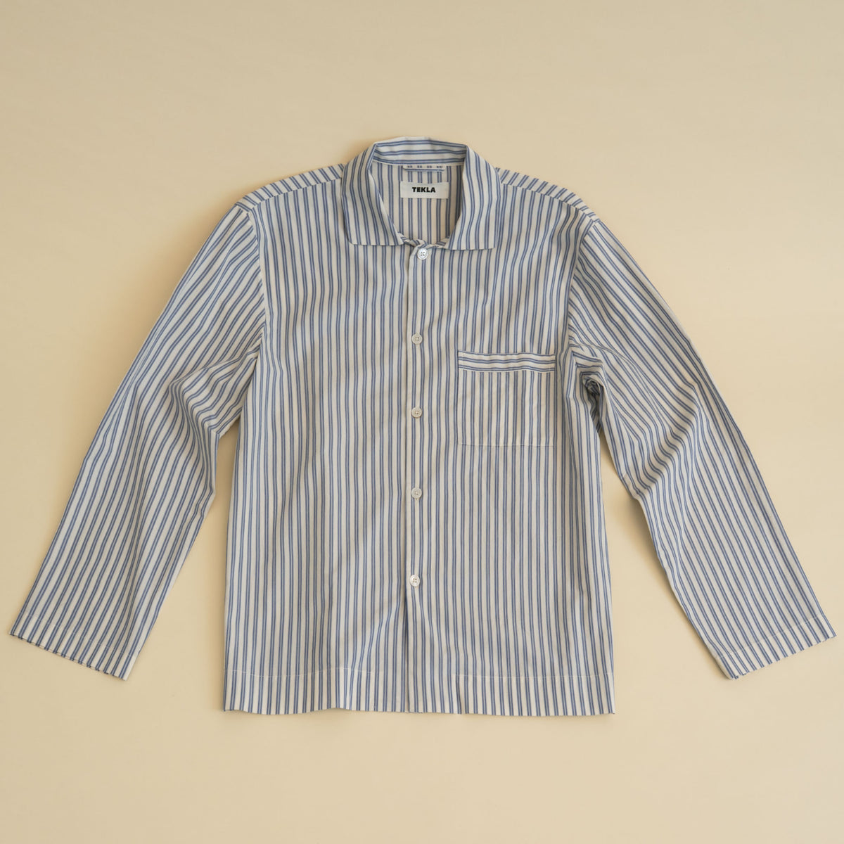 Tekla Poplin Long-Sleeve Sleep Shirt - Skagen Stripes