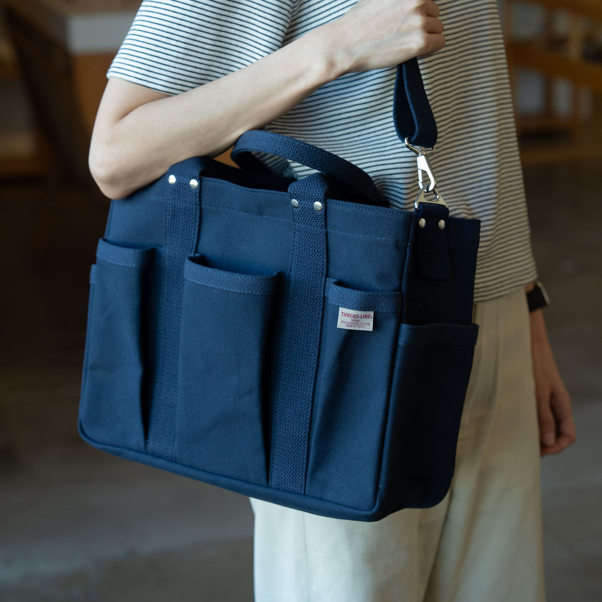 Threadline heavy canvas tool tote in navy