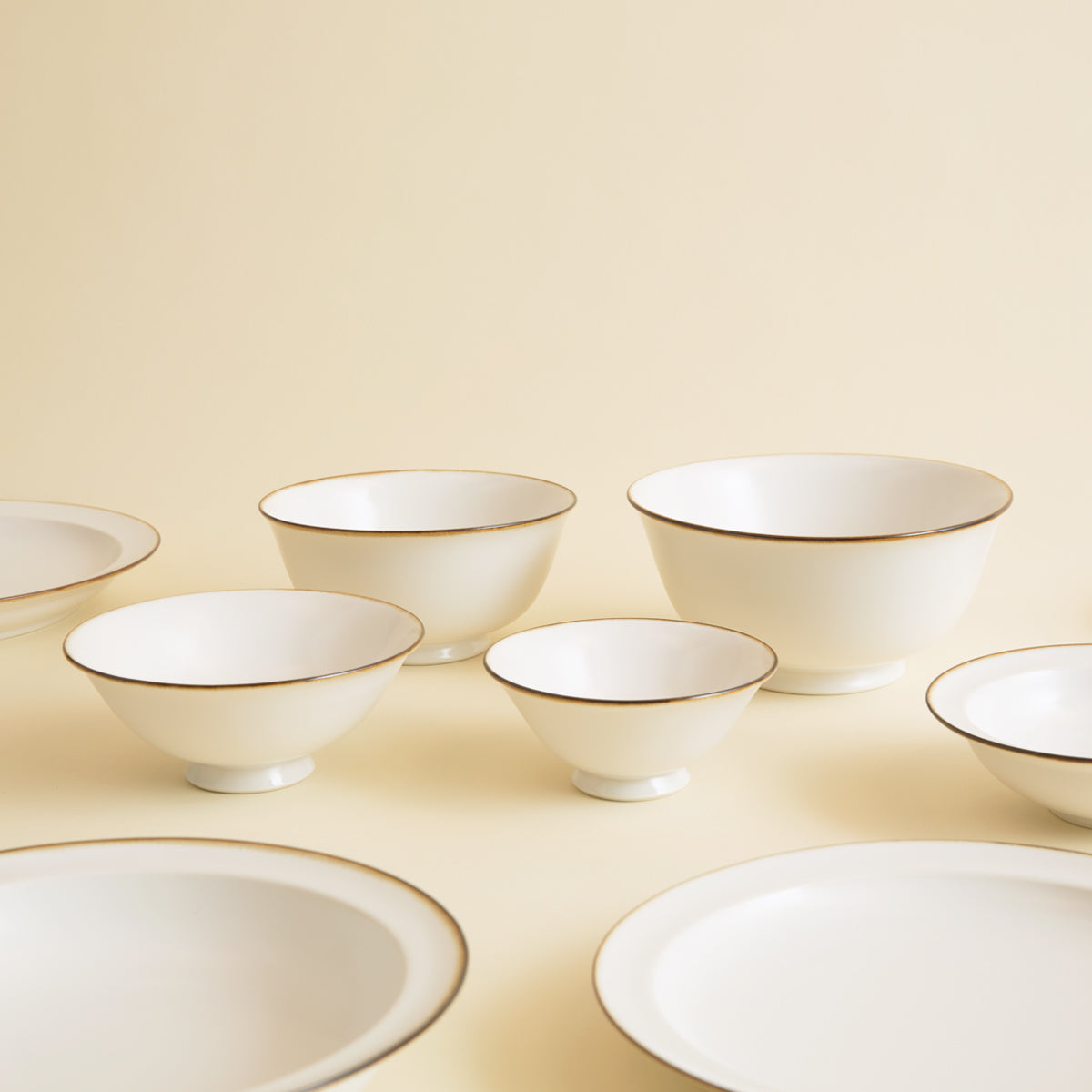 Porcelain Rice Bowl - Accented Rim