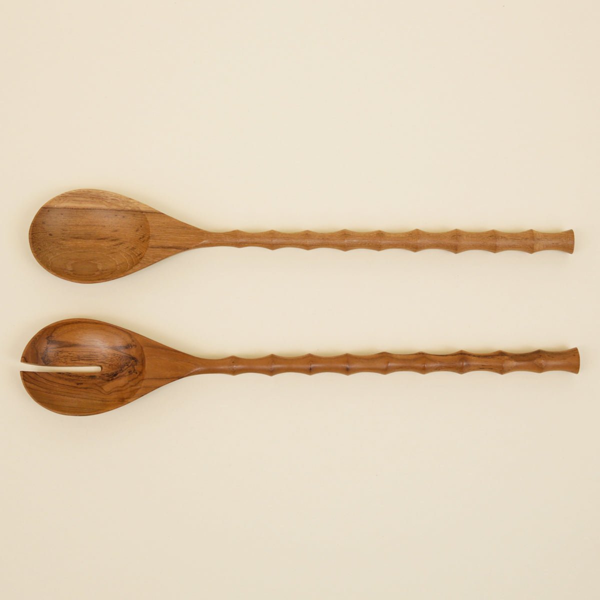 Teak Servers - Bamboo Style